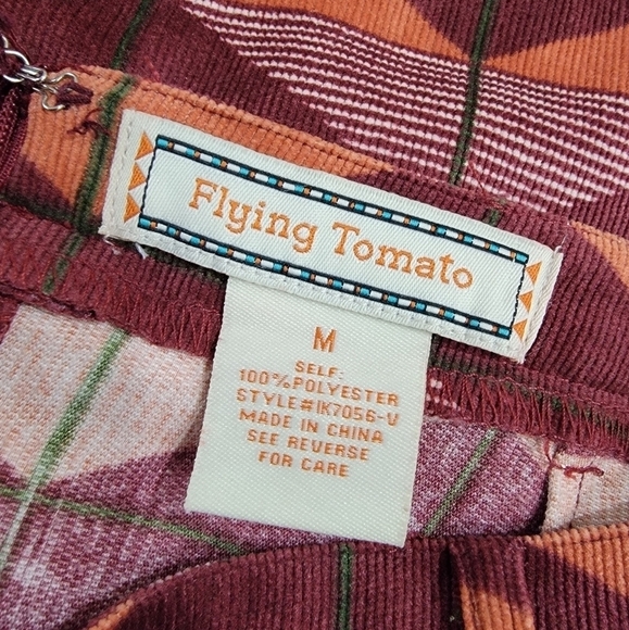 Flying Tomato Burgundy & Orange Fall Colors Geometric Print Skirt Size Medium - Picture 11 of 14